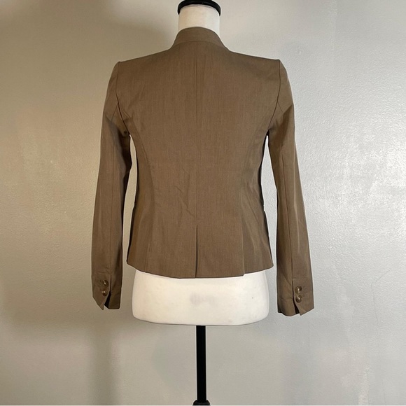 Loft Brown Notched Collar Open Front 2 Button Closure Long Sleeve Blazer XXSP - Picture 6 of 11